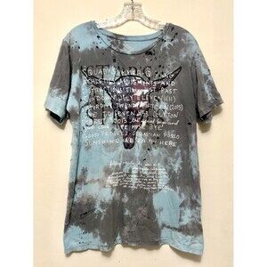 T-Squad Buffalo Skull Tye Dye Blue Grey Distressed T-Shirt America USA Hunter L